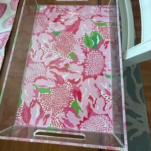 Lilly Pulitzer Pink floral tray New 17x11 gift Easter hostess Mothers Day